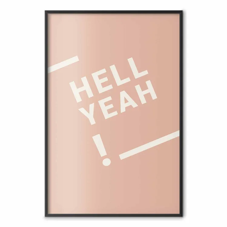¡Hell Yeah! - letras blancas en inglés sobre fondo pastel claro