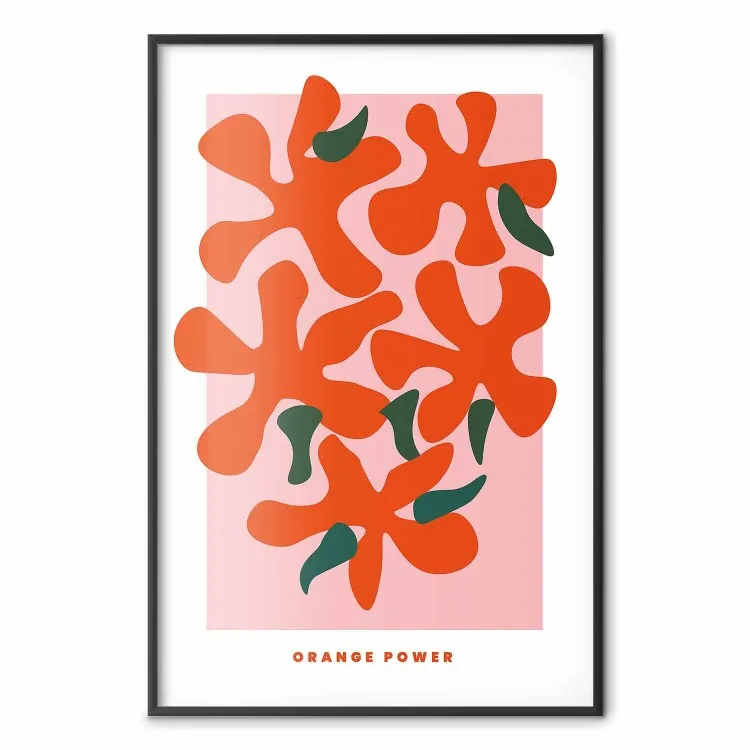 Ramo naranja - flores abstractas de colores y letras inglesas