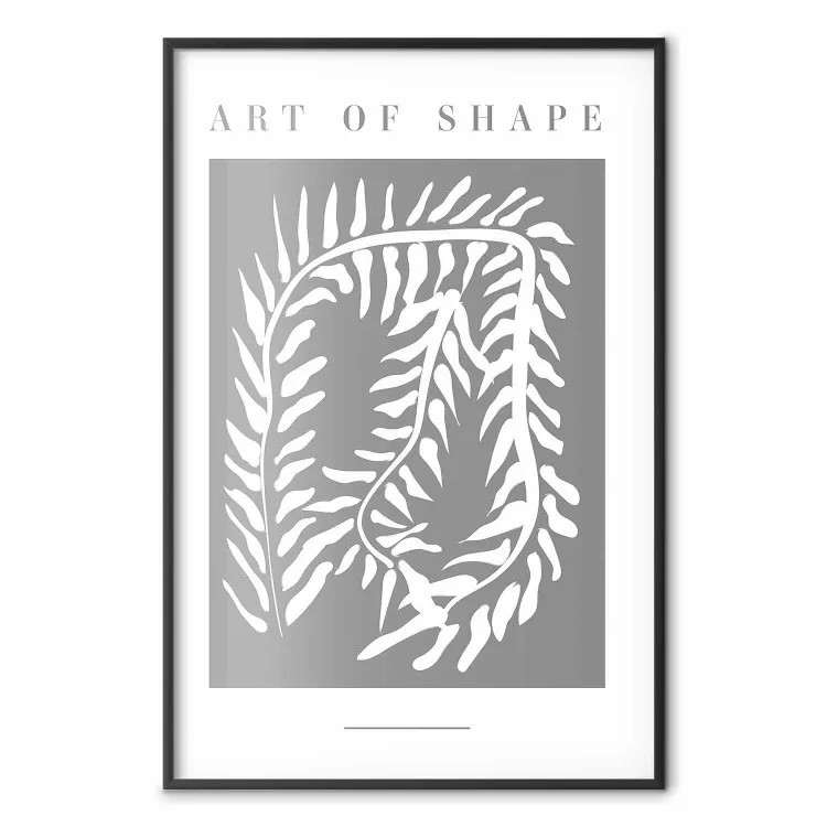Form art - letras inglesas y planta blanca sobre fondo gris