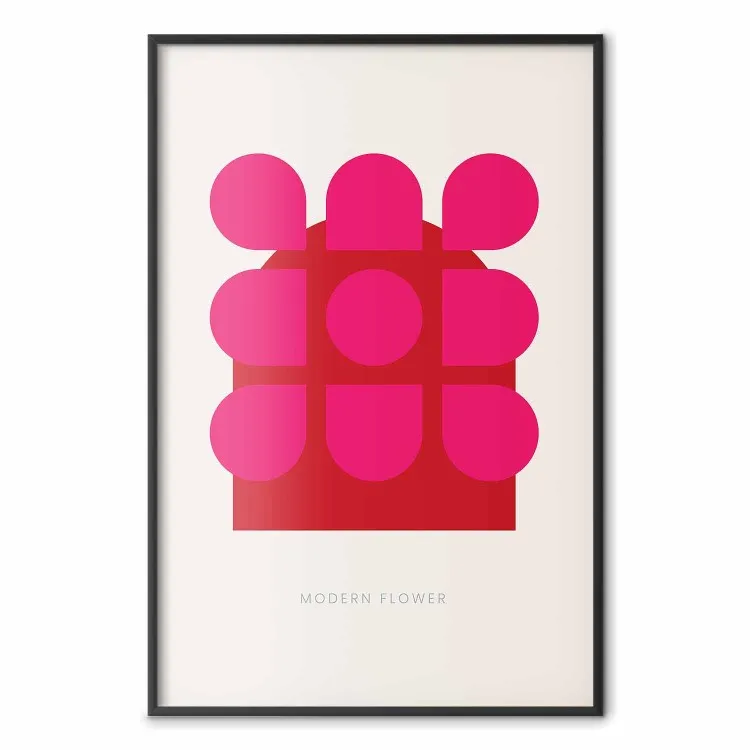 Flor contemporánea - letras inglesas y figura abstracta roja