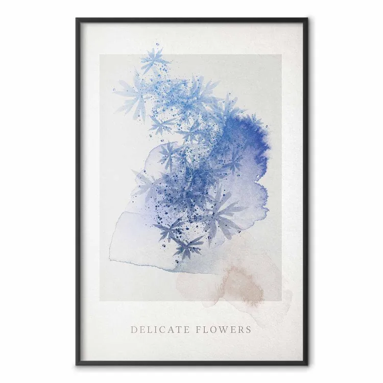 Flores delicadas - letra inglesa acuarelada y flores azules