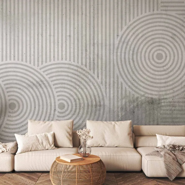 Rayas, círculos - abstracción en blanco y negro con formas geométricas