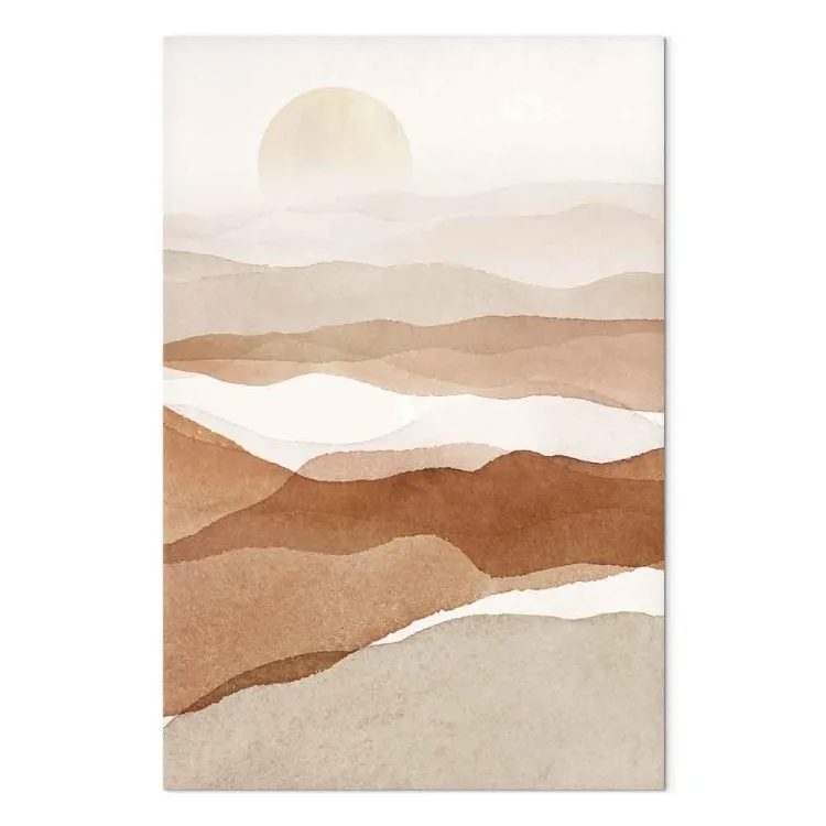 Puesta de sol sobre el desierto - paisaje abstracto en estilo boho