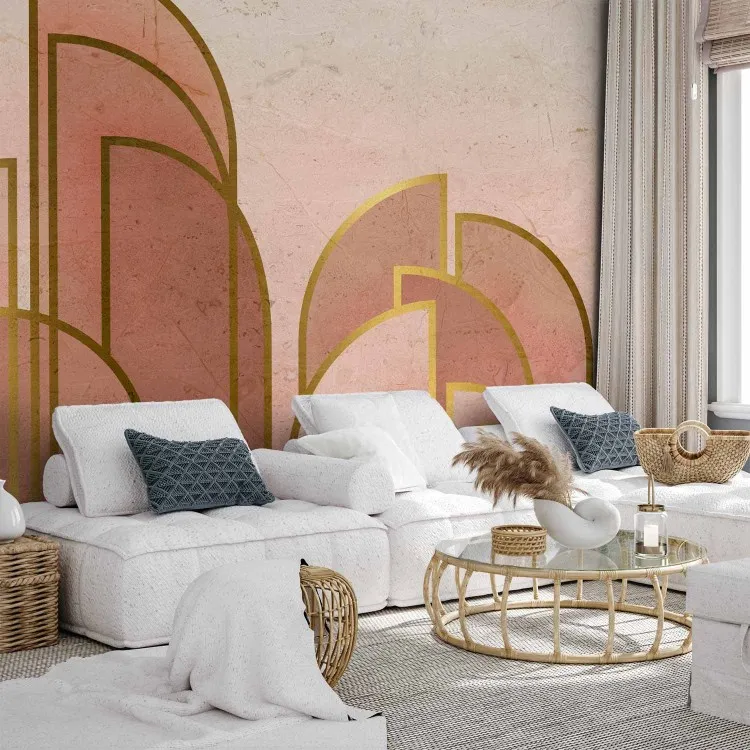 Abstracción rosa con arcos - geométrico estilo art deco