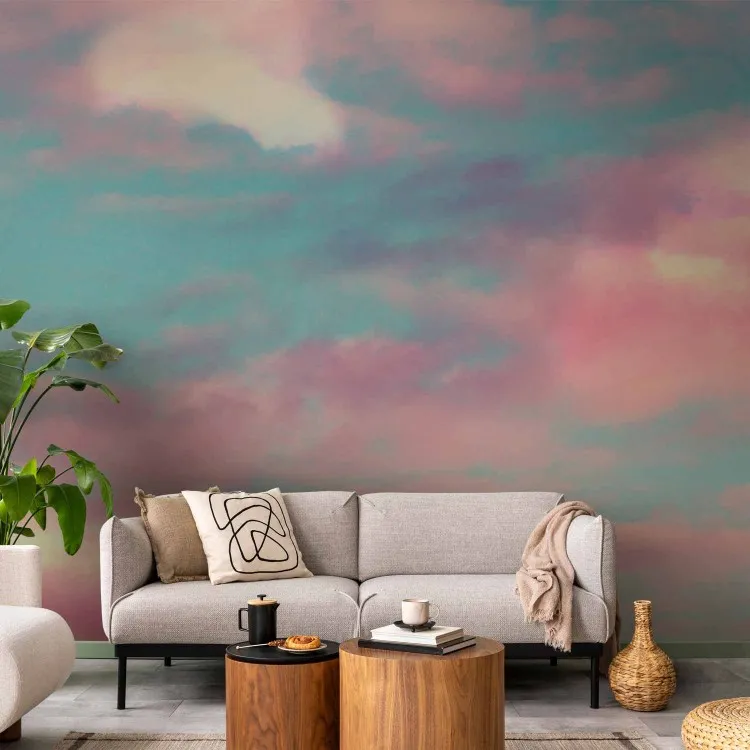Nubes coloridas - cielo azul con nubes rosas y blancas