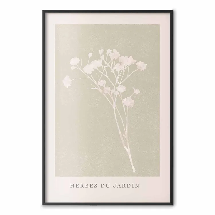 Jardín francés - composición vegetal ligera con texto en francés