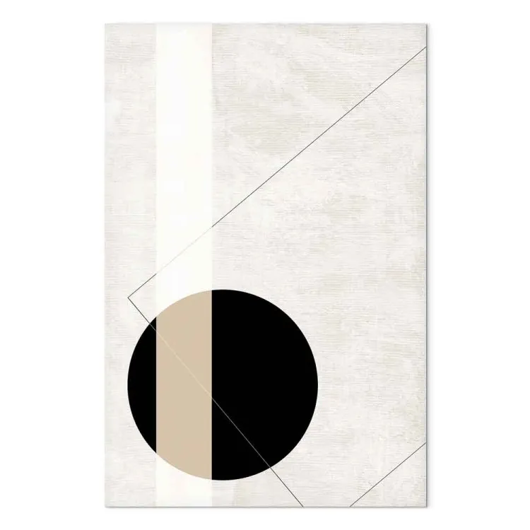 Círculo y rectángulo negros - abstracción geométrica sobre fondo beige