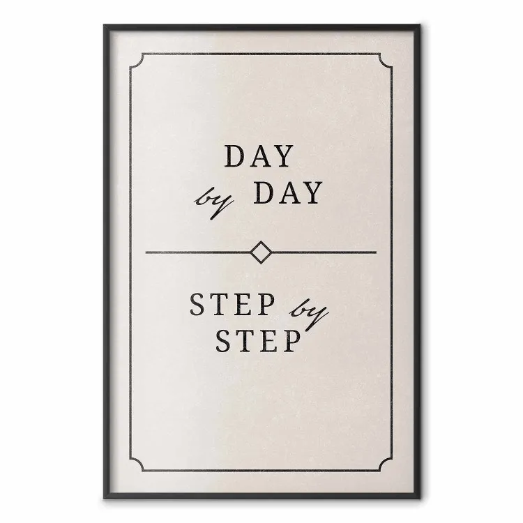 Día a día - composición sencilla con letras en inglés sobre beige