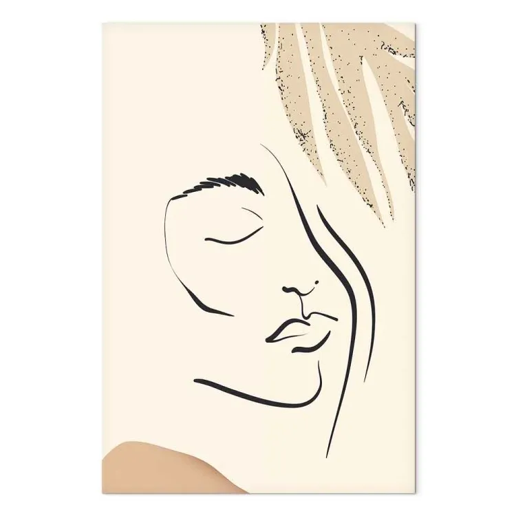 Cortina soñadora (1 pieza) vertical - lineart abstracto de rostro