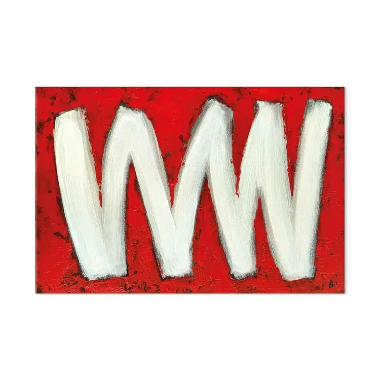 Dos letras W (1 pieza) - abstracción sobre fondo rojo