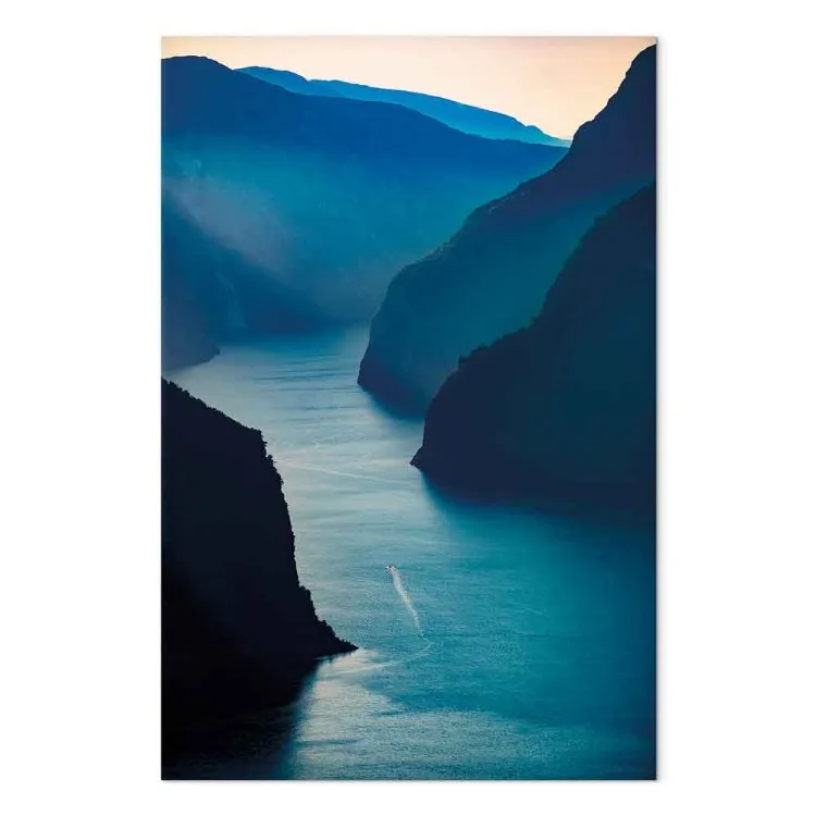 Aurlandsfjord (1 pieza) vertical - paisaje azul entre montañas