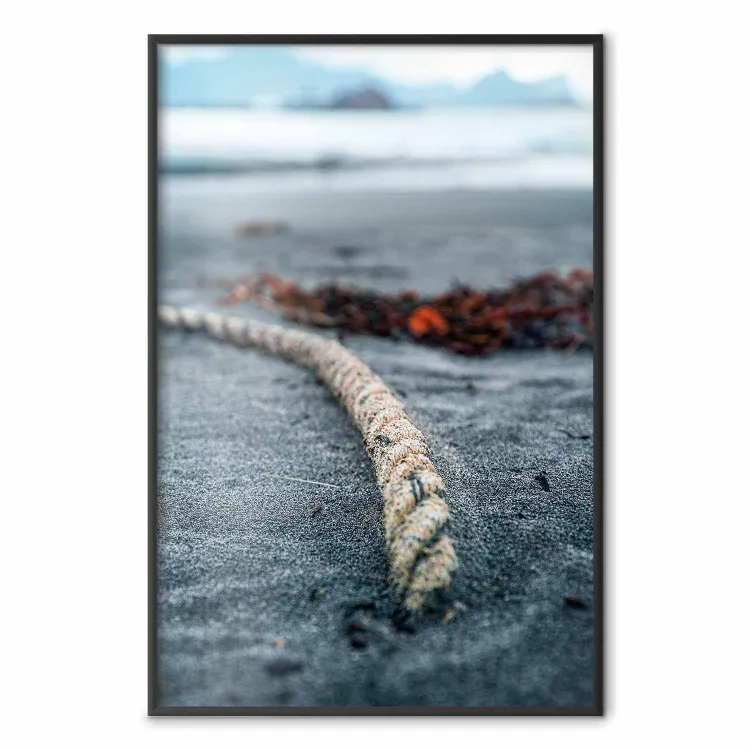 Recuerdo de crucero: paisaje de playa oscuro con cuerdas tendidas