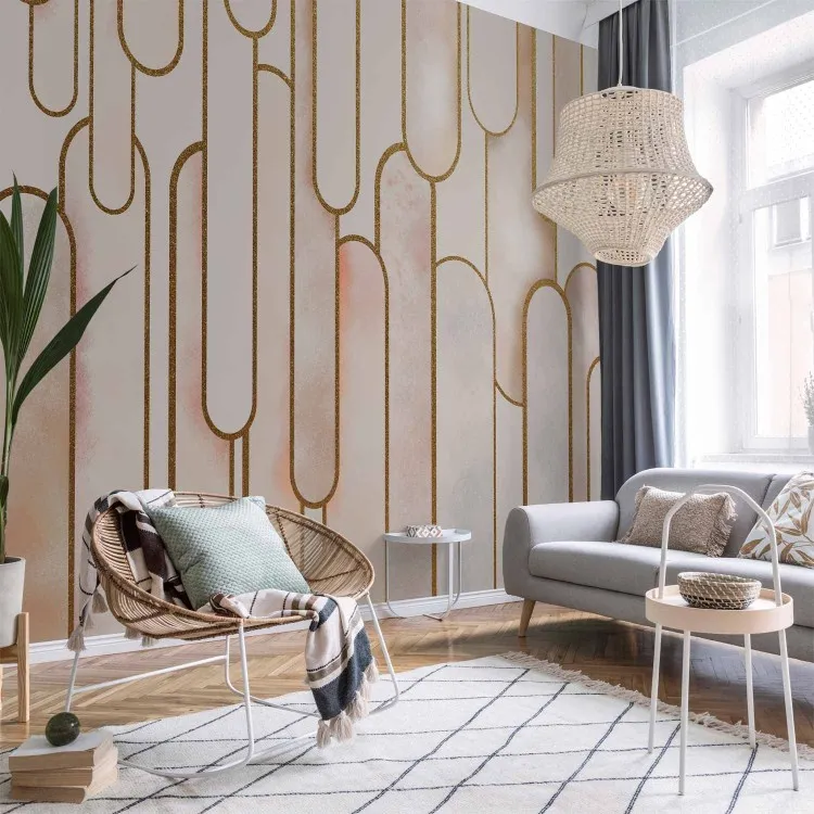 Elegante abstracción art déco - formas en polvo con dorados