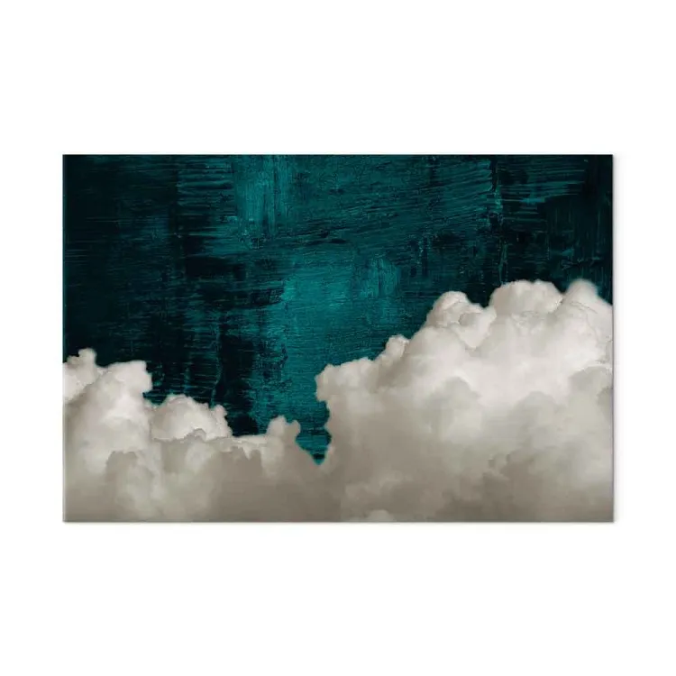 Abstracción esmeralda (1 pieza) grande - nubes sobre fondo verde