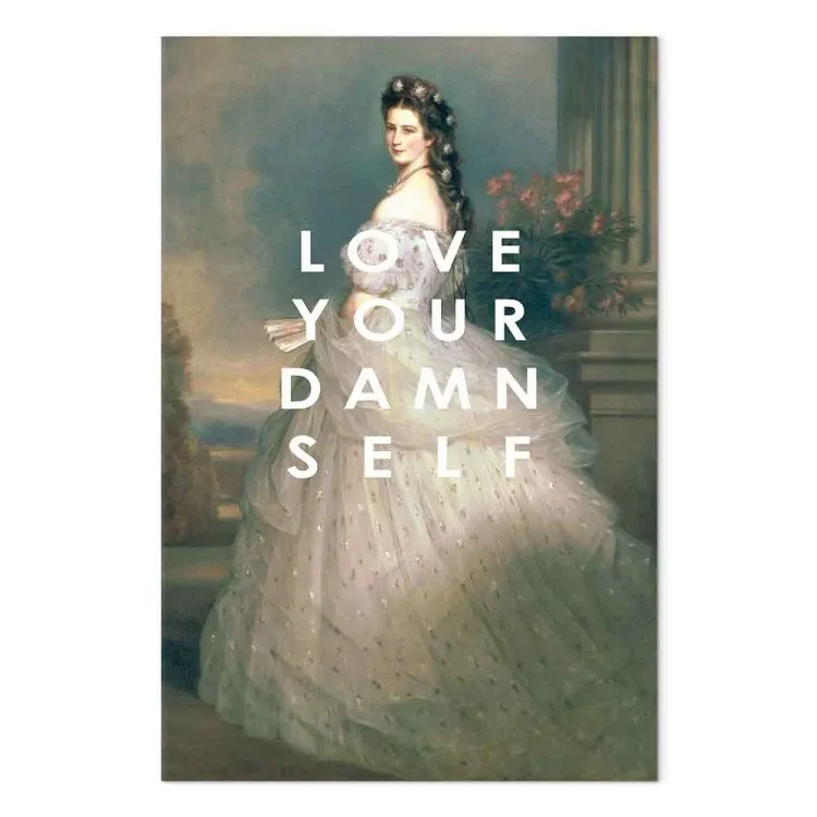 Love Your Damn Self (1 pieza) vertical - figura femenina y letras