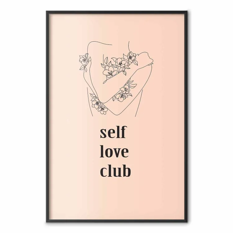 Club de amor propio - lineart de mujer y textos en pastel