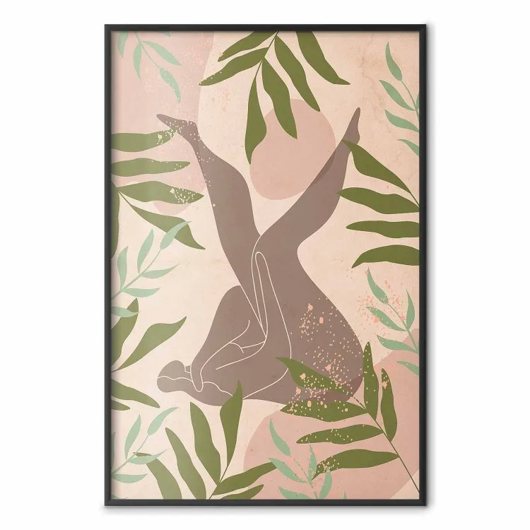 Descanse con la naturaleza - mujer en composición vegetal en claro