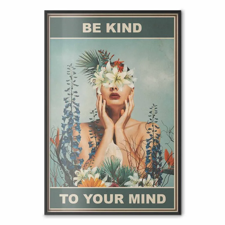 Bondad para la mente - letra en inglés y mujer entre flores