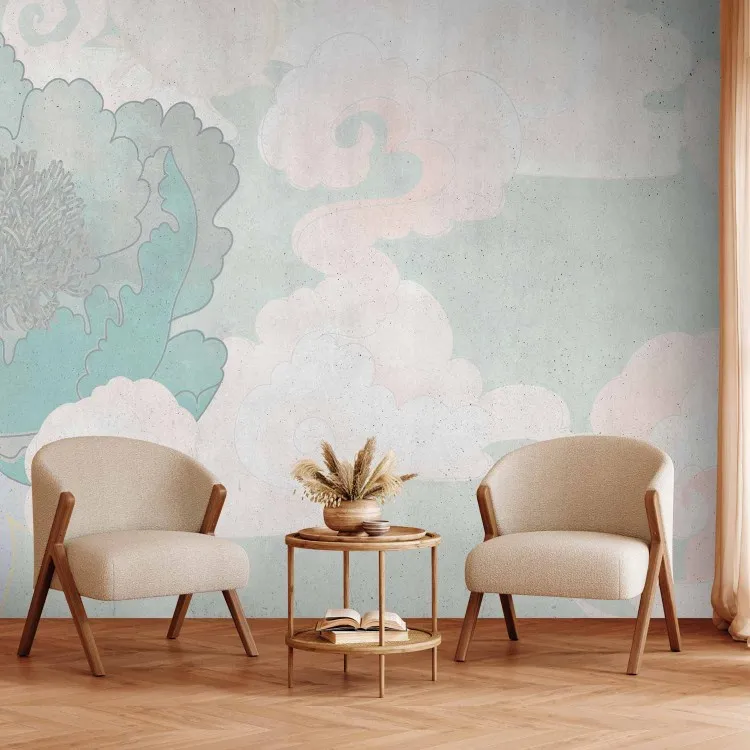 En las nubes - nubes con motivo floral en estilo japandi