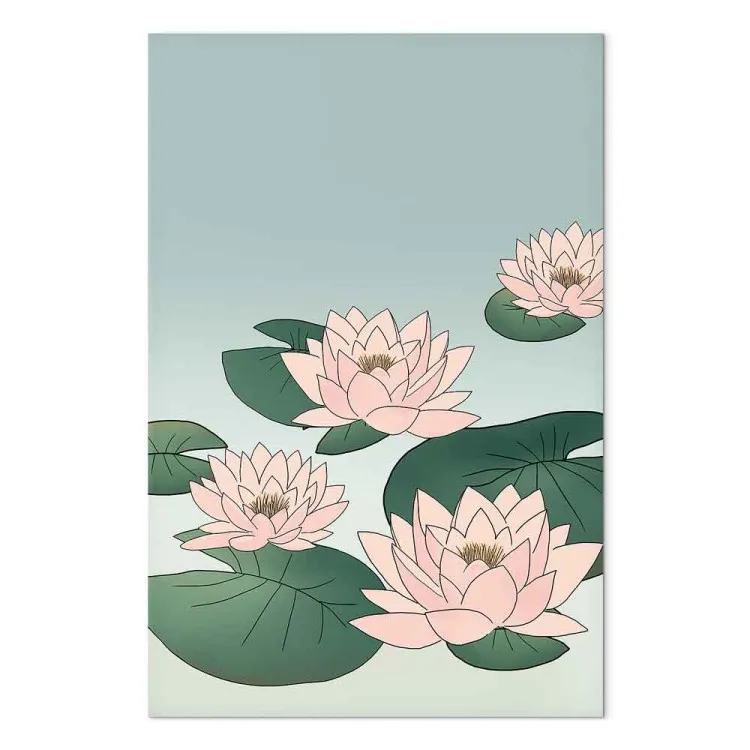 Lirios rosados en el agua (1 parte) - paisaje con flores sobre el agua
