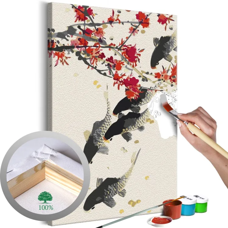 Cerezo y carpa koi