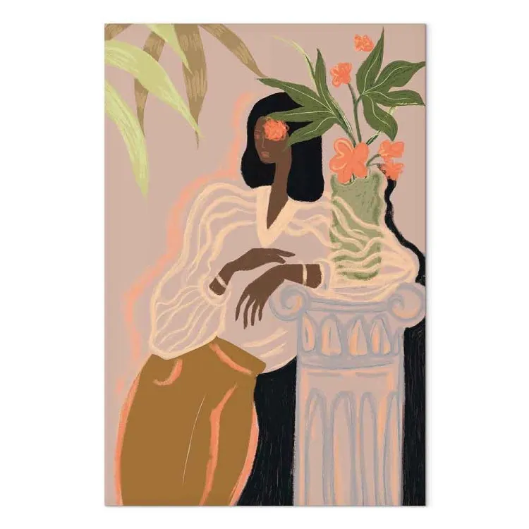 En espera (1 parte) - figura femenina y flores rosas