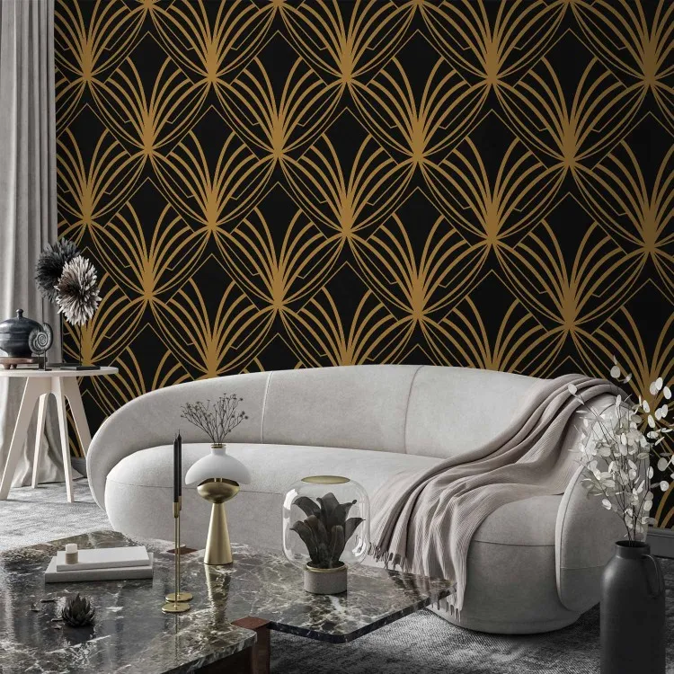 Era de art déco - abstracción regular con oro sobre fondo negro