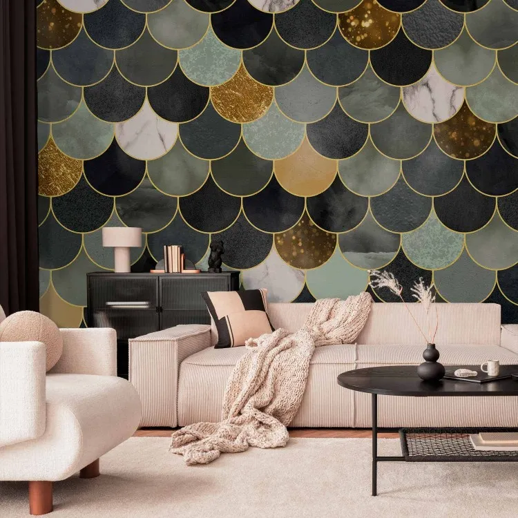 Art deco - fondo regular de colores fríos con oro