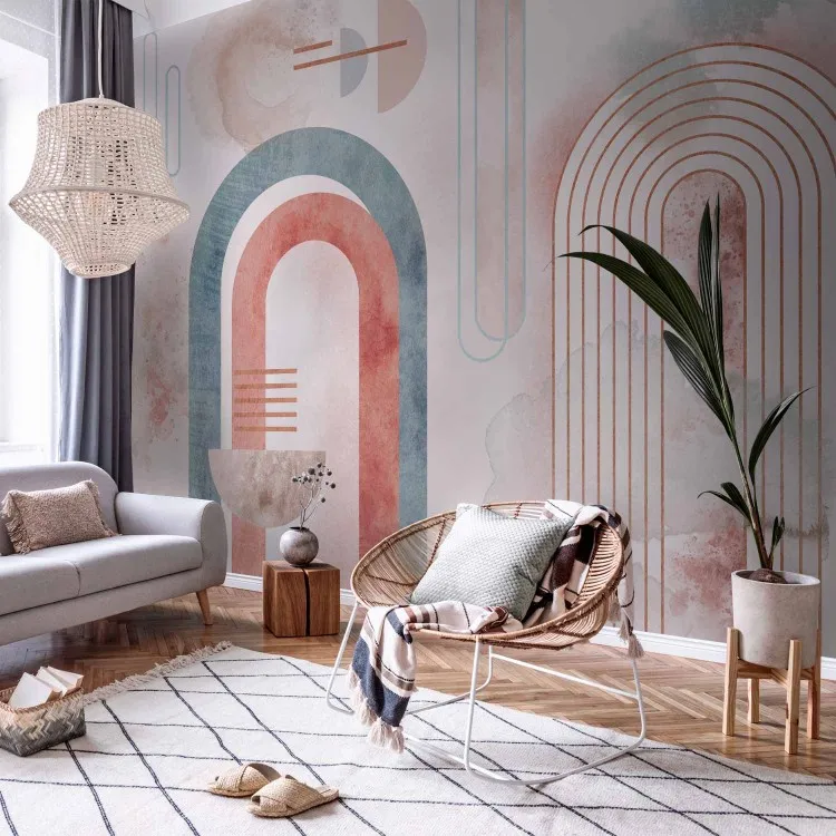 Abstracción - fondo geométrico en azul y rojo