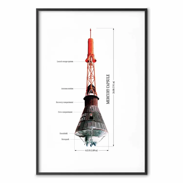 Cápsula Mercury - vista técnica del vehículo espacial a escala