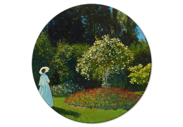 Mujer en el jardín, Claude Monet - paisaje primaveral de vegetación
