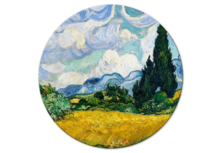 Vincent Van Gogh - paisaje con campo amarillo de salvia y cipreses