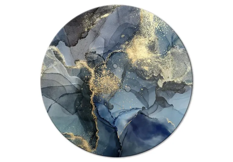 Vetas decorativas - manchas de tinta azul con limaduras de oro