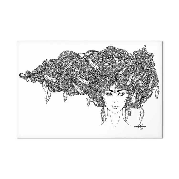 Retrato señorita (1 parte) - línea blanca y negra de un rostro