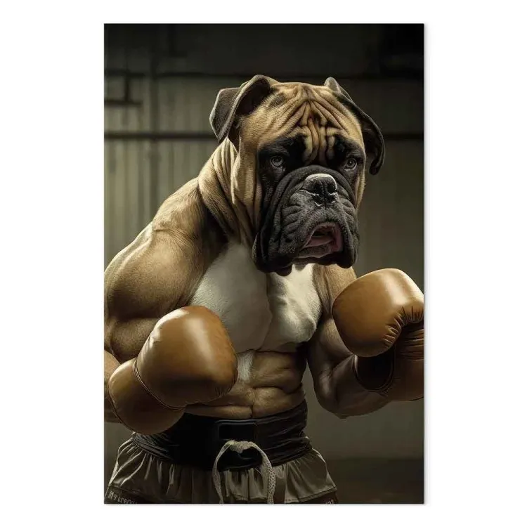AI Boxer Dog - Fantasy Portrait of a Strong Animal in the Ring - Vertical