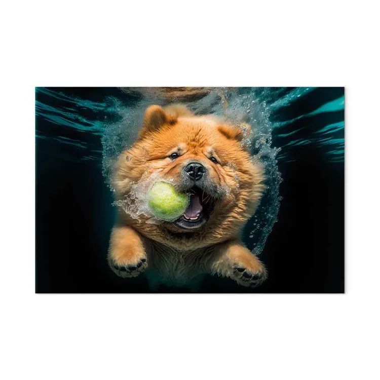 AI Dog Chow Chow - Floating Animal With a Ball in Its Mouth - Horizontal