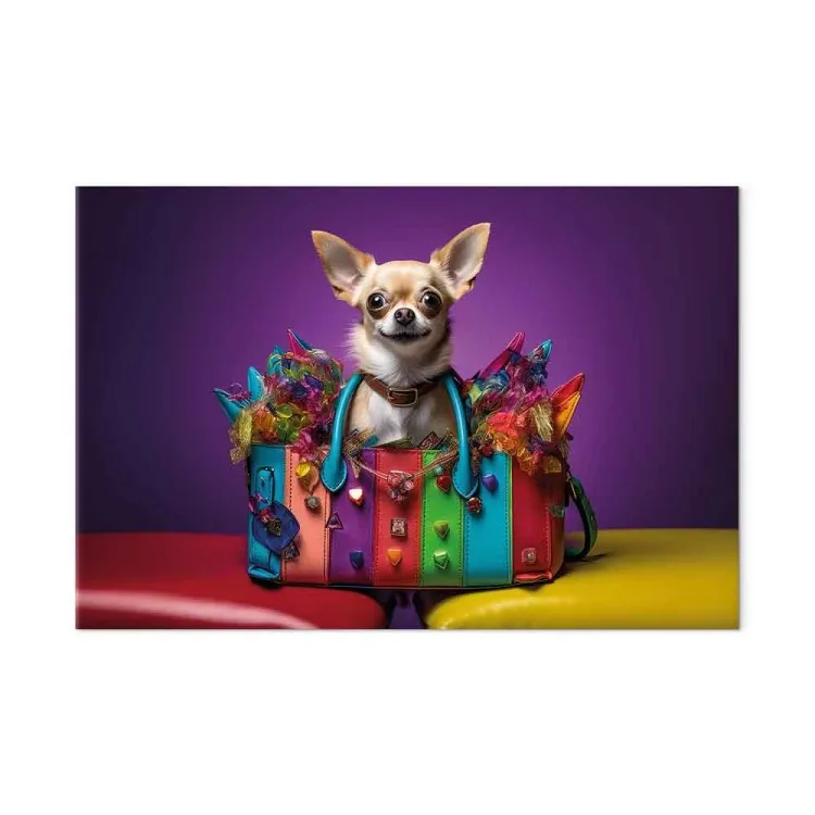 AI Chihuahua Dog - Tiny Animal in a Colorful Bag - Horizontal
