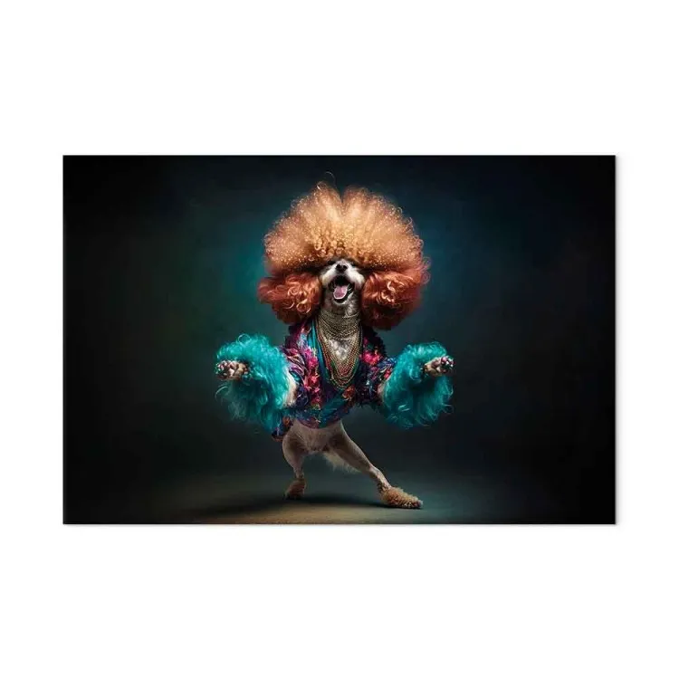 AI Dog Doodle - Disco Dancing Animal With Afro - Horizontal