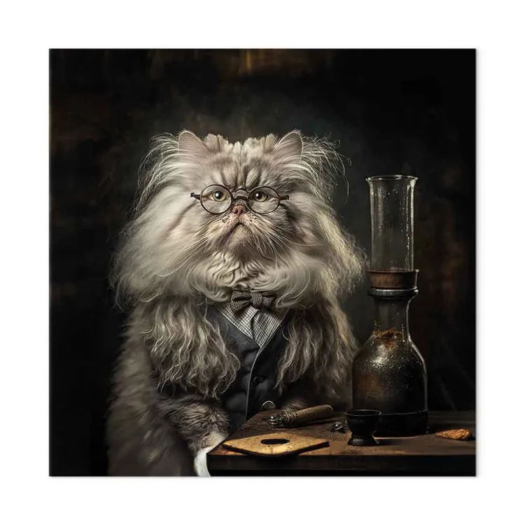 AI Persian Cat - Portrait of a Fantasy Animal in the Guise of a Professor - Square