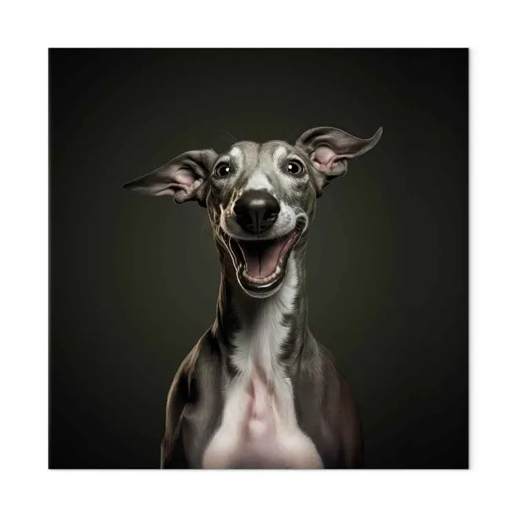 AI Greyhound Dog - Portrait of a Wide Smiling Animal - Square