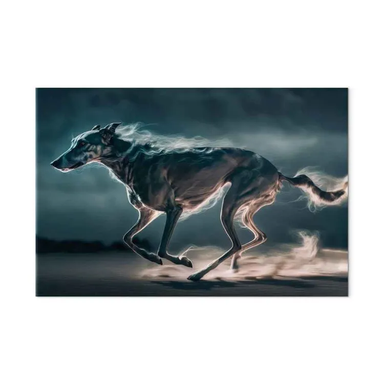 AI Greyhound Dog - Speeding Animal Captured in a Gallop - Horizontal