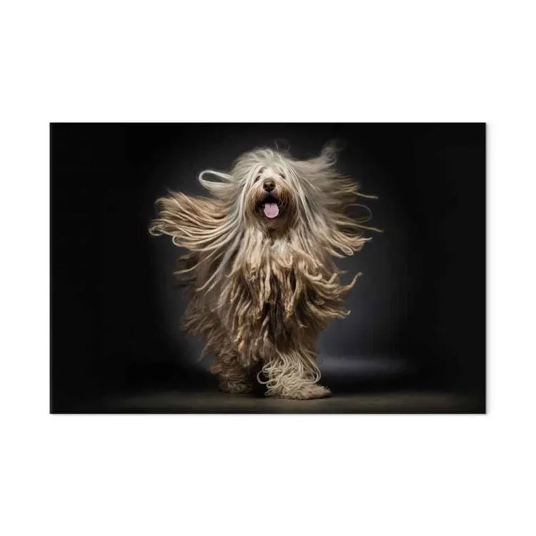 AI Bergamasco Dog - Happily Running Shaggy Animal - Horizontal