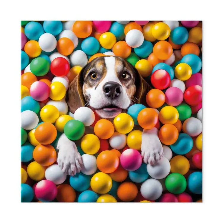 AI Beagle Dog - Animal Sunk in Colorful Balls - Square