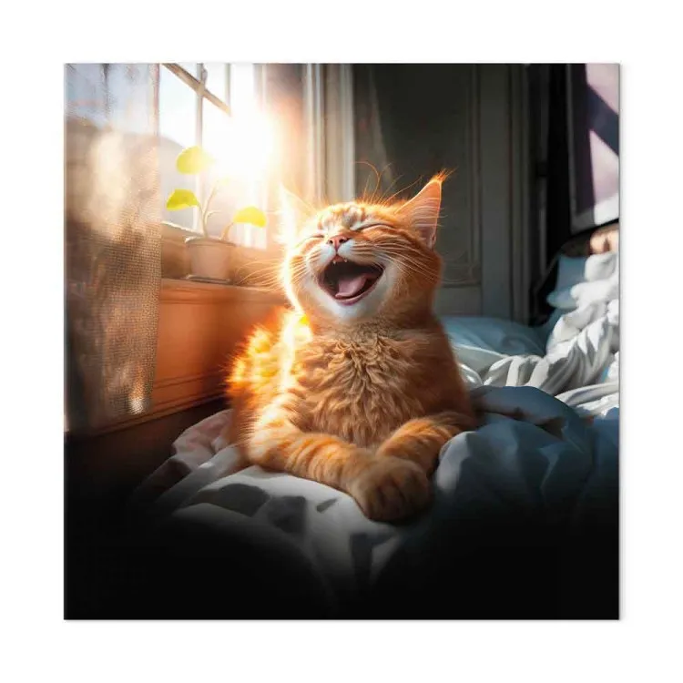 AI Maine Coon Cat - Ginger Happy Animal in the Sunshine - Square