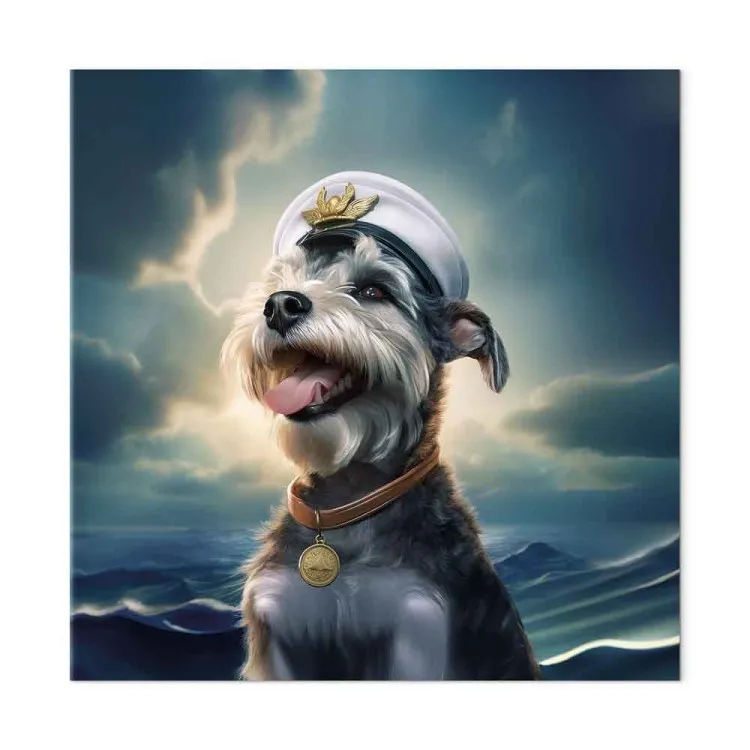 AI Dog Schnauzer - Portrait of a Fantasy Animal in the Role of a Sailor - Square