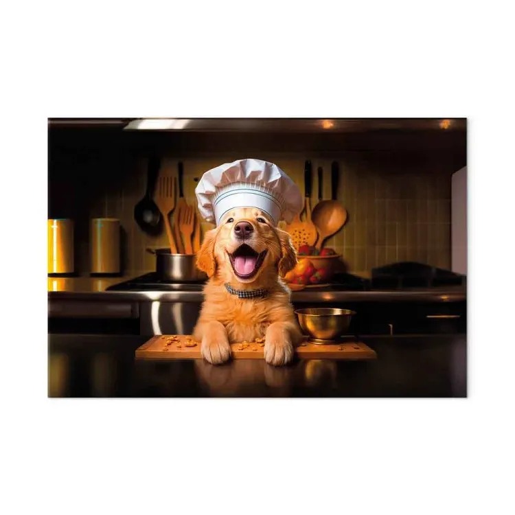AI Golden Retriever Dog - Cheerful Animal in the Role of a Cook - Horizontal