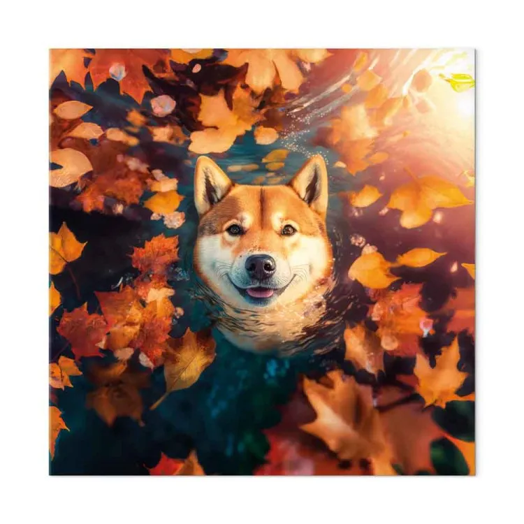 AI Shiba Dog - Portrait of a Friendly Animal in an Autumn Mood - Square