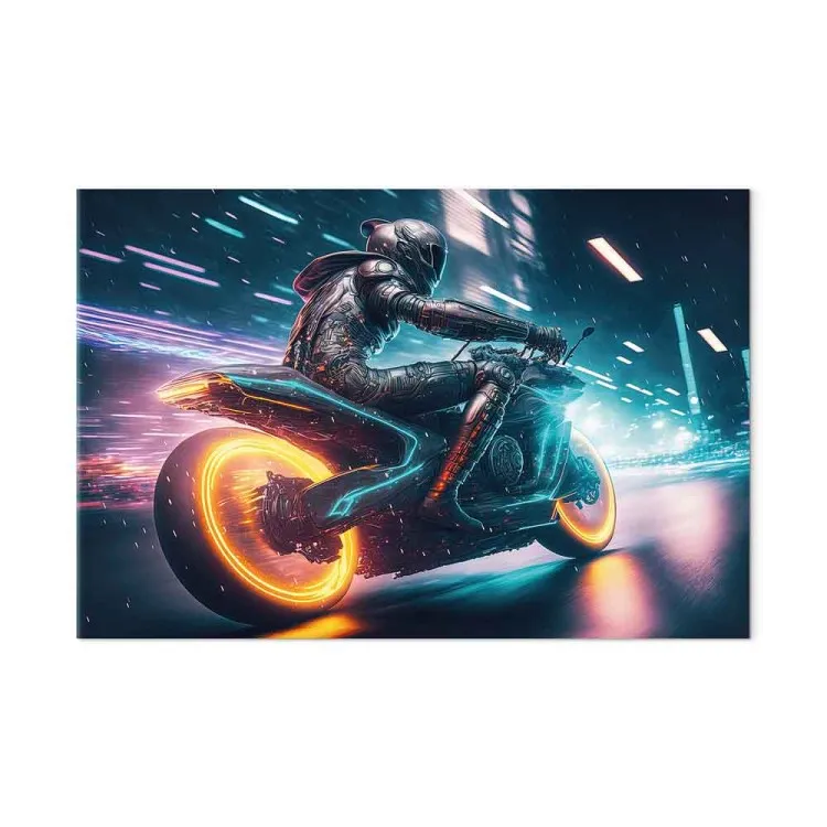 Velocidad de la luz - motociclista en carrera nocturna por la ciudad