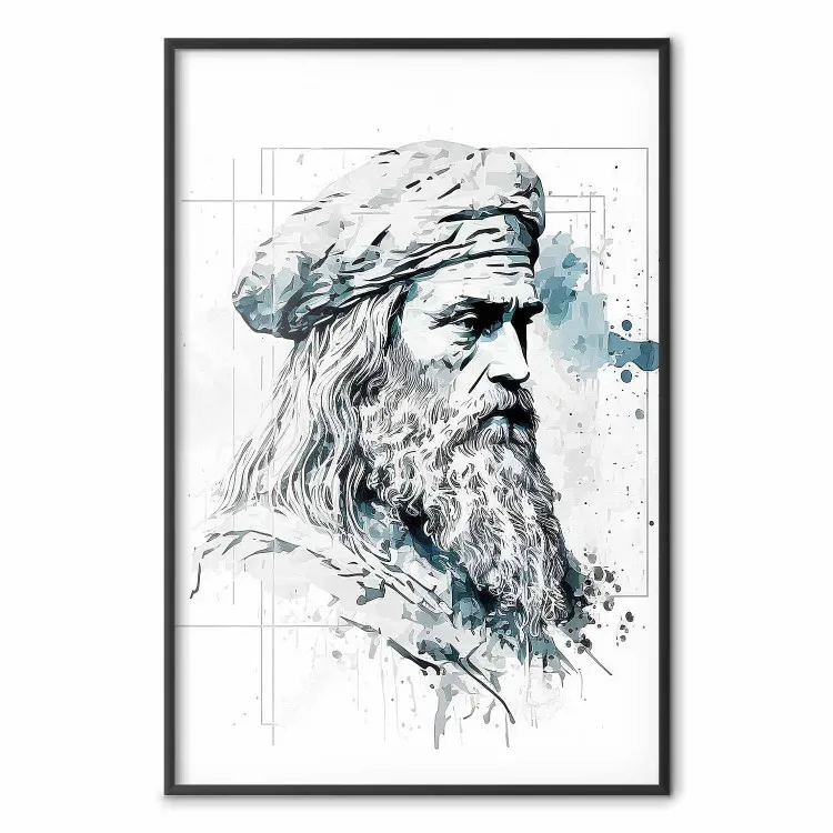 Da Vinci - retrato del artista en blanco y negro generado por IA