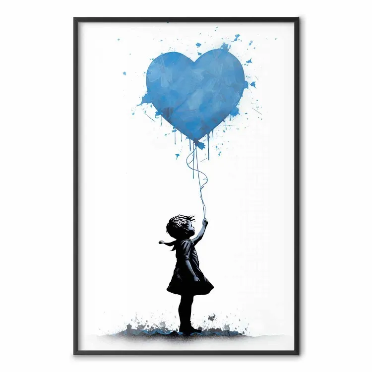 Corazón azul - mural de globos inspirado en el estilo Banksy